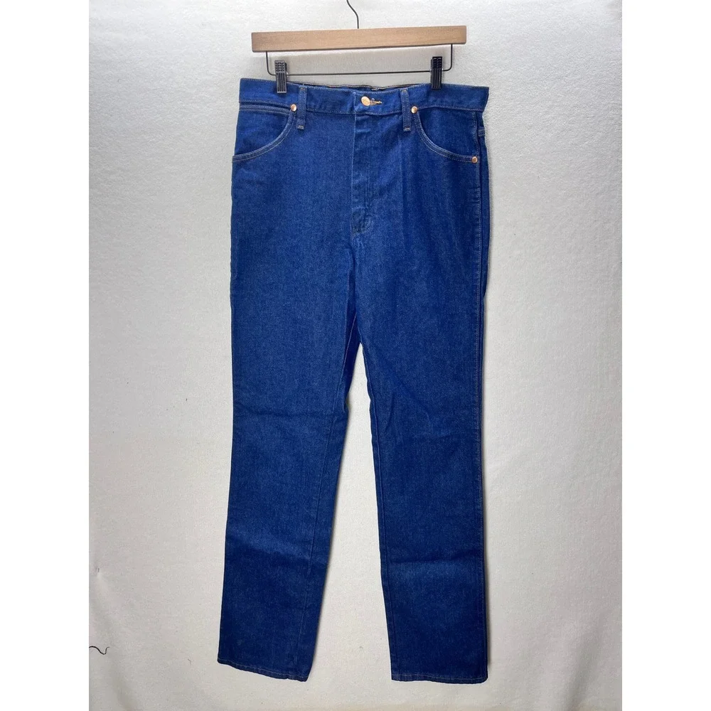 Wrangler Cowboy Cut Jeans Mens 32x36 Blue Excellent Slim Fit Straight Leg 3474